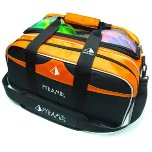 Pyramid Path Double Tote Plus Clear Top Bowling Bag (Black/Orange)