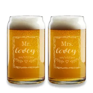 Wedding Beer Glasses-Couples Gift-Custom Engraved-Personalized Beer Glass For Couples-Custom Wedding Gifts-Bride And Groom Gifts