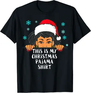 This Is My Christmas Pajama Melanin Funny Women Black Girl T-Shirt - Winniekemo Shop 48B09B184LHR