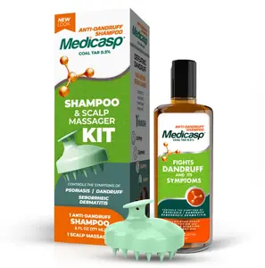 MEDICASP - Coal Tar Gel Dandruff Shampoo with Scalp Massager Kit  -  6 Oz (1 Pack)