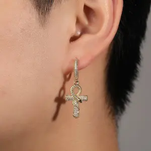 ORP Snake Cross Earrings Hip Hop Light Luxury Zircon Earrings Men's Gift