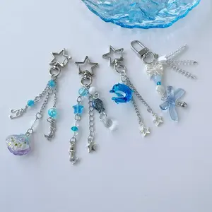 LOTTJERORY Cute Keychain Aesthetic Ocean Style Key Pendant Hanging Decor Phone Case, Charm Bag, Accessory Backpack Decoration Present For Ocean Lovers