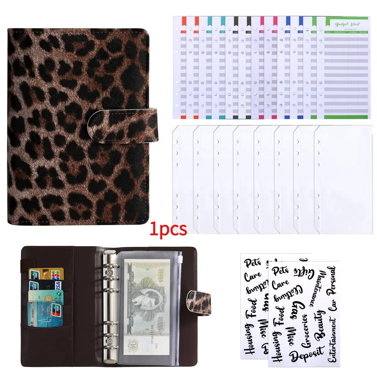 New Leopard Print A6 Notebook, Multi-Color Options, Cash Budget Planner, Receipt Organizer, Financial Accounting Journal, Monthly Budget Planner, Budget Planner And Monthly Bill Organizer