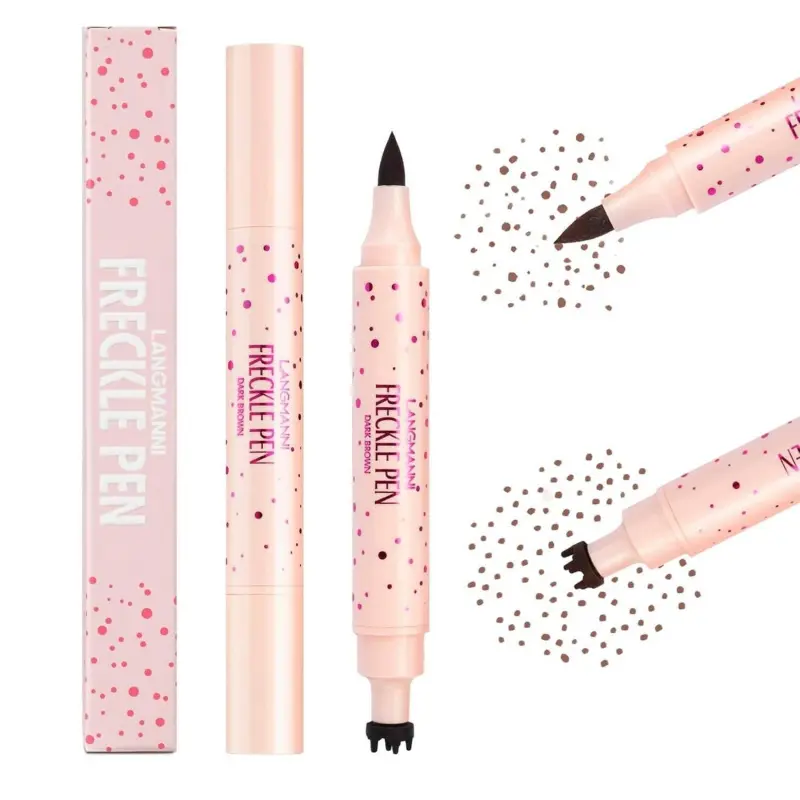 Freckle Pen 3-in-1 Dual-Ended Stamp & Precision Tip Eyeliner Brow Pencil 2 Shades Soft Brown Dark Brown Waterproof Long-Lasting Smudge-Proof Compact On-the-Go Makeup Korean Glow Skin Care