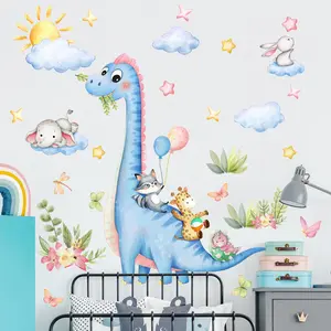 Dinosaur & Cloud & Star & Flower Pattern Wall Sticker, 6 Counts/set Self Adhesive Wall Decal, Wall Art Decorative Sticker for Home Living Room Bedroom