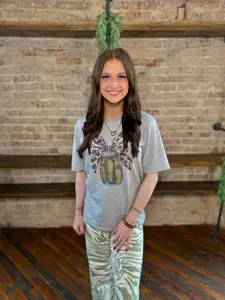 Leopard Bow Pickle Graphic Tee | PLUS SIZE AVAILABLE