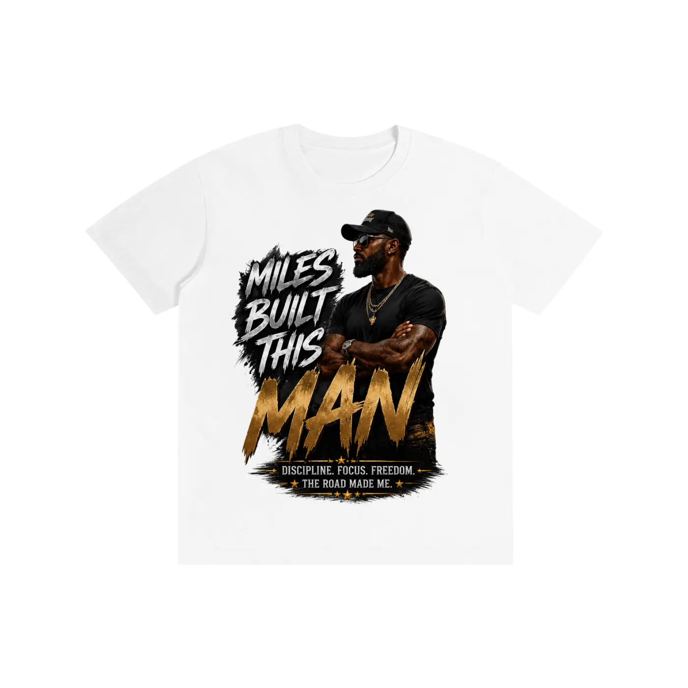 RM-002 | Miles Built This Man. | Premium Heavyweight Drop Shoulder Cotton T-Shirt