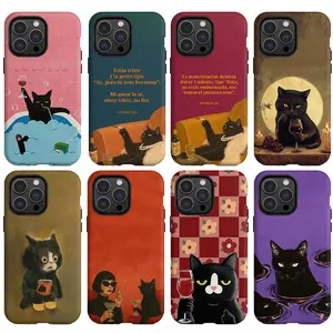 Sassy Black Cat iPhone Case Compatible with iPhone 15 16 14 17 Pro Max 13 12 11 XR AIR XS Plus Cute Soft Silicone Drop Protection Rugged and Durable & Samsung Galaxy S21–S25