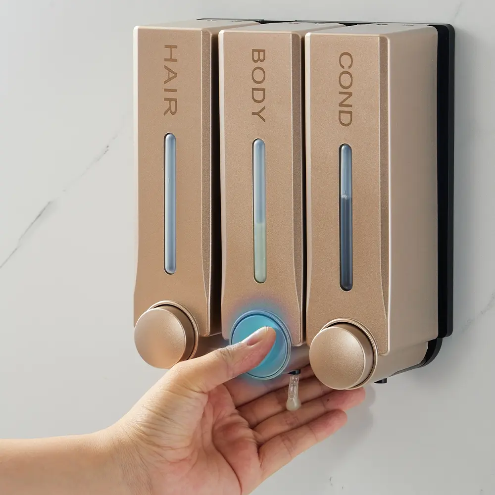 Refillable Shampoo & Conditioner Dispenser, Toiletries Dispenser, Leak-Proof Wall-Mounted Pump, Durable Plastic Bathroom Organizer, Easy Install, Space-Saving, Soap Dispenser, Liquid Soap Dispenser