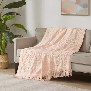 Cotton Tufted Chenille Lightweight Throw With Fringe Tassel 50" x 60"