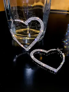 Rhinestone Decorated Hoop Earrings, Elegant Jewelry for Party, Daily Clothing Decor, Trendy All-match & Exquisite Jewelry for Birthday Gift