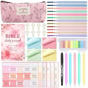 43Pcs Bible Study Kit - Bible Study Supplie Journaling Kit with12 Highlighters,90 Bibles Labels, Bibles Accessories Set, for Women Christian Gifts
