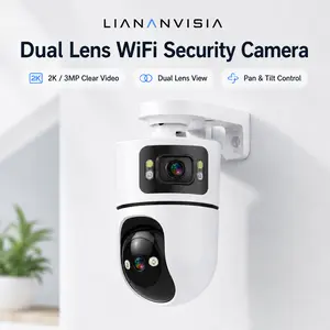 Dual Lens Indoor WiFi Security Camera, 2K/3MP Home Camera with 355° Pan & 90° Tilt, AI Human Detection, Auto Tracking, Color & IR Night Vision, Two-Way Audio, 24/7 Recording, Local & Cloud Storage for Baby, Pet, Home