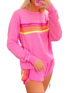 Color Block Webbing Loungewear Set Pajama Set Womenswear