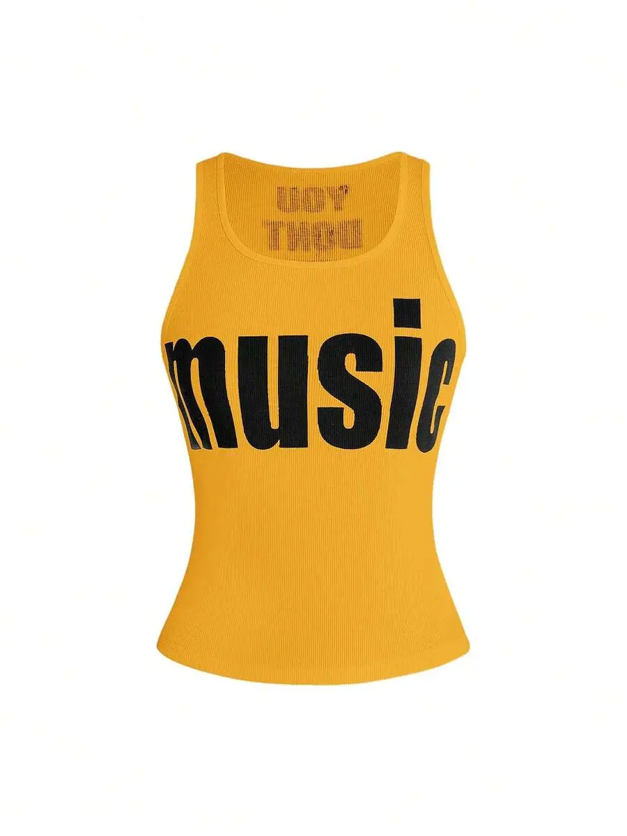 Solara x Y2K Abby Letter Slogan Print Women Tank Top