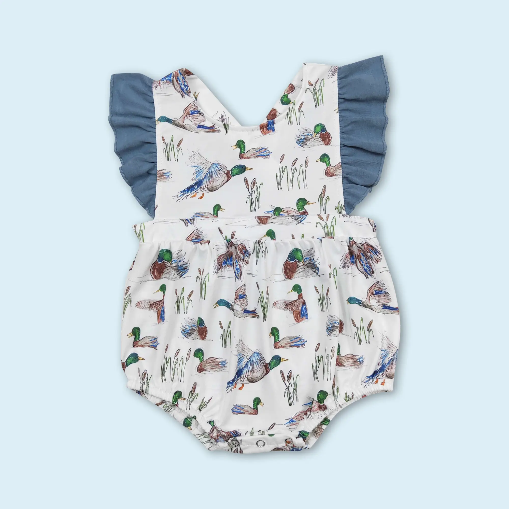 Mallard duck baby girls summer one piece romper kids clothes