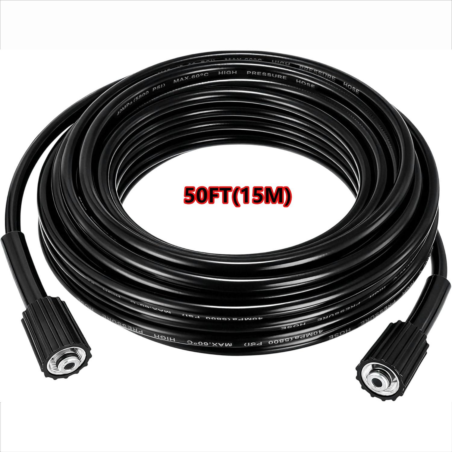 50FT High Pressure Washer Extension Hose 1/4" inch Fittings Kink Resistant Power Washer Replacement Hose