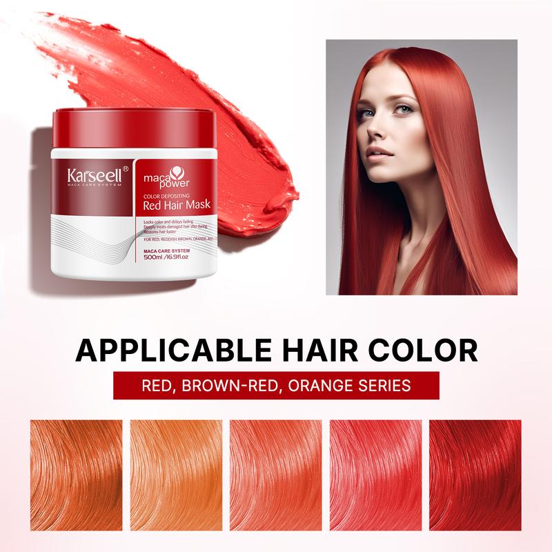 Karseell Color Depositing Red Hair Mask Color Boosting Conditioner, Hydrates and Enhances Red Tones for Color-Treated Hair 500ml 16.9floz