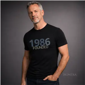 1986 Founded IronEra Men's Short-sleeve T-Shirt Vintage Cotton 1980s Menswear, Birthday Gift for a Man, Dad, Father