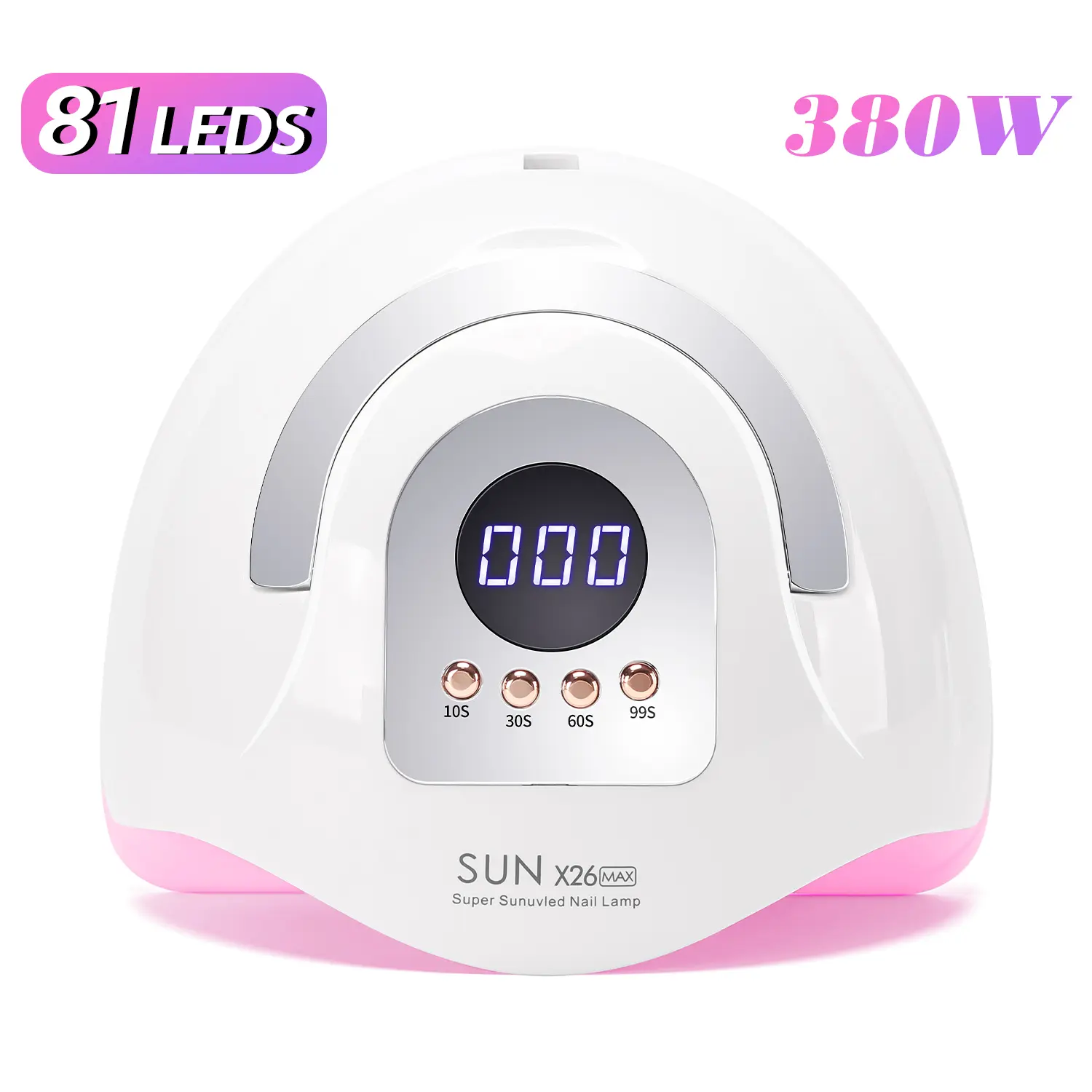 SUN X26 Max Wireless Rechargeable UV Nail Dryer - 81 LED Pink Light, Super Fast Curing, No Black Hands, Compatible with All Gel Polishes, Glitter, Acrylic, Sensitive Nails, Daily Use, Removable Design, Manicure, Nail Care