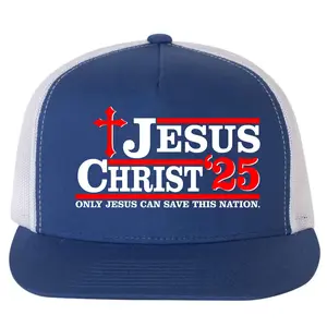 Jesus Christ 2025 Only Jesus Can Save This Nation Christian Catholic Faith Flat Bill Snapback Trucker Hat Cap