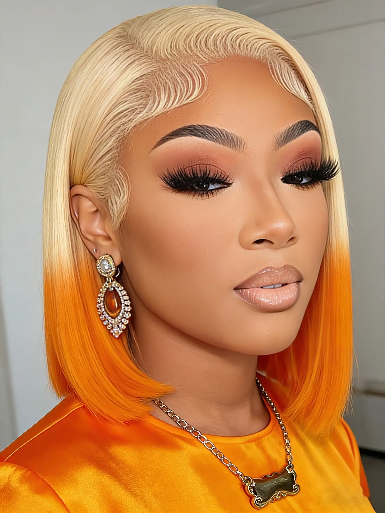 13x4 Lace Front Short Bob Wig 613/350 Ginger Orange Color Straight Transparent Lace Frontal Wigs Premium Human Hair For Woman Lace Wear Wig Lace Front Bobs