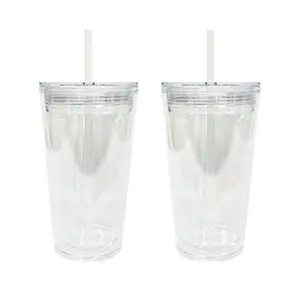 25pcs 16oz Snow Globe Acrylic Plastic Cups with Pre-drilled Hole and Plug USA Snow Globe Plastic Cups