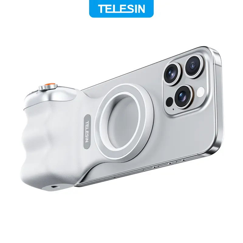 TELESIN Classic Coin Battery Power Magnetic Phone Grip with Detachable Wireless Shutter - DSLR-Style Handle, Camera Stabilizer, Photography Accessories for iPhone 17-12, Samsung, Android, Ideal for Travel, Hiking, Vlogs