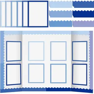 90 Pcs Science Fair Board Supplies Include 72 Trim Scalloped Bulletin Borders 18 Presentation Board Subtitles for Classroom Office Display(Blue)