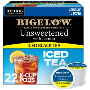 Bigelow Black Tea with Lemon Unsweetened Iced Tea - Keurig K-Cup Pods - Black Tea - Lemon Flavors - Single Serve Tea Drinks