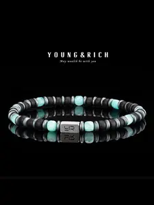 Young&rich Natural Arizonaite & Seed Bead Beaded Bracelet, Positive Energy Healing Crystal Jewelry, Minimalist Daily Wear Stackable Bracelet