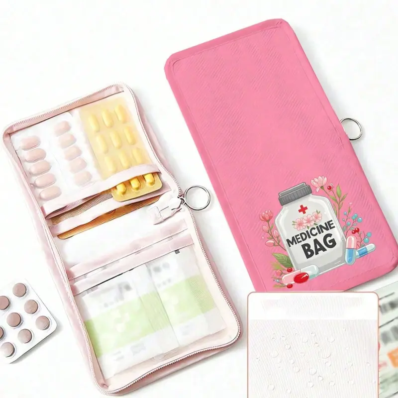 1pc Portable Medicine Bag, Compact Pill Organizer & First - Aid Pouch,Pills and tablets pattern printing，Travel - Friendly Medication Storage For Daily/Outdoor/Travel, Essential For Health - Conscious & On - The - Go Users, Must - Have Medical Accessory