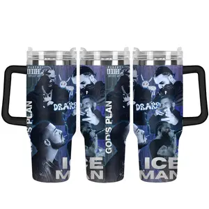 2026 Drake “God’s Plan / Iceman” Tumbler – Hip-Hop Inspired Graphic Collage Design, Drake Album Style Print, 20oz/40oz Stainless Steel Insulated Travel Mug with Handle, Gift for Rap Music Fans & Urban Culture Lovers