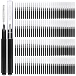 Name 120 Pieces Interdental Brushes Kit Orthodontic Flossers for Braces Oral Care Tools Spiral Head Black Dental Brush Heads Efficient Cleaning with Transparent Caps for Hygiene
