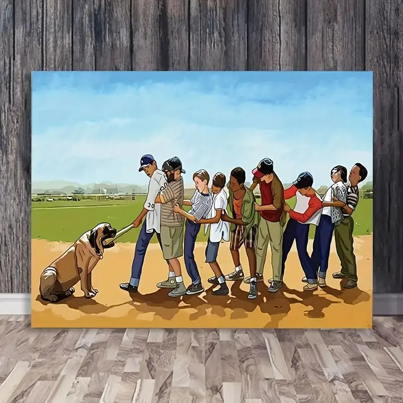 Wooden Framed Canvas Painting The Baseball For Dog Lovers The Sandlot Movies Canvas Poster Print Painting Wall Art For Office Bathroom Living Room Decor Inspirational Quotes
