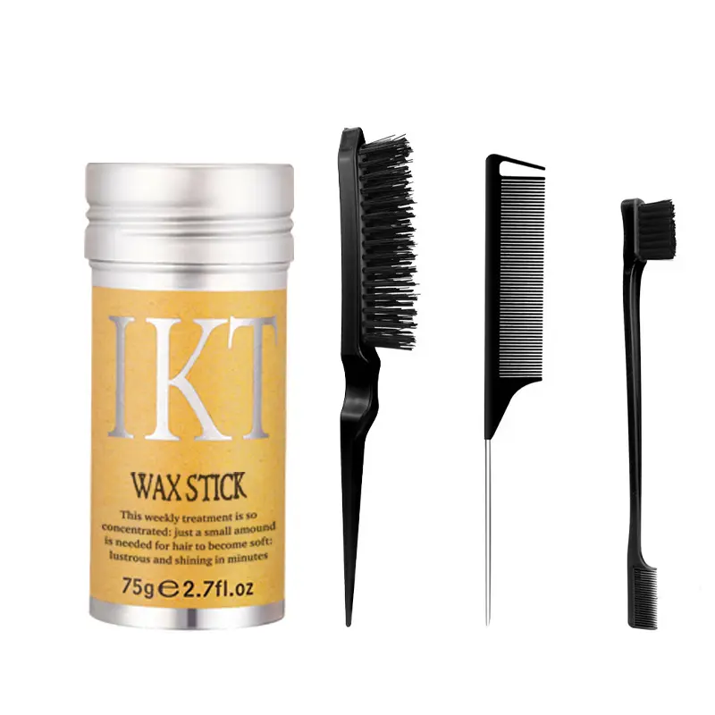 Slick Back Hair Brush Set for Women & Kids, Includes Hair Wax, Edge Brush, Rat Tail Comb, Bristle Brush, Smoothing Brush, Straight Tooth Comb, Hair Styling Tools