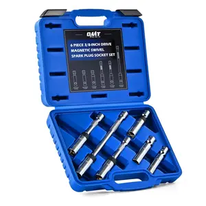 Orion Motor Tech 6pc 3/8" Drive Magnetic Swivel Spark Plug Socket Set, Thin Wall Spark Plug Sockets with 9/16" 5/8" 14mm 16mm Sizes, Cr-V Steel Magnetic Spark Plug Socket Set with 6 Point & 12 Point Hex Combination Wrench Hex Wrenches, fathersdaygift