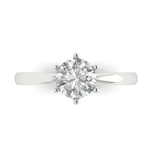 1 ct Brilliant Round Cut Moissanite White Gold Solitaire Engagement Ring