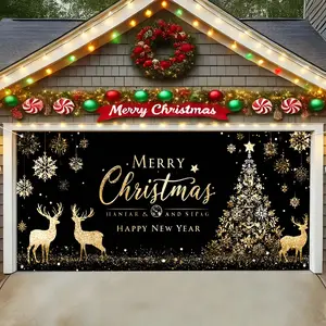 Christmas Garage Door Banner Outdoor Decoration, Large Fabric Gate Cover, Perfect for Holiday Wall Art, Photo Booths, Weddings, Parties