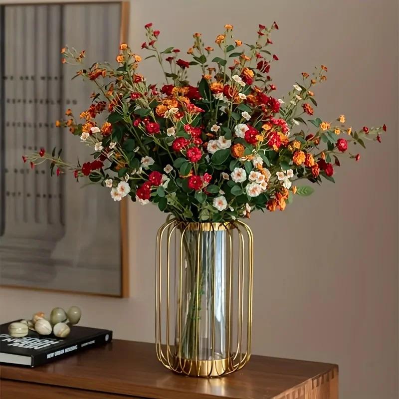 6 Colors of Artificial Roses Realistic Touch Floral Center Decoration 75cm Decorative Fruit Plants Ornaments