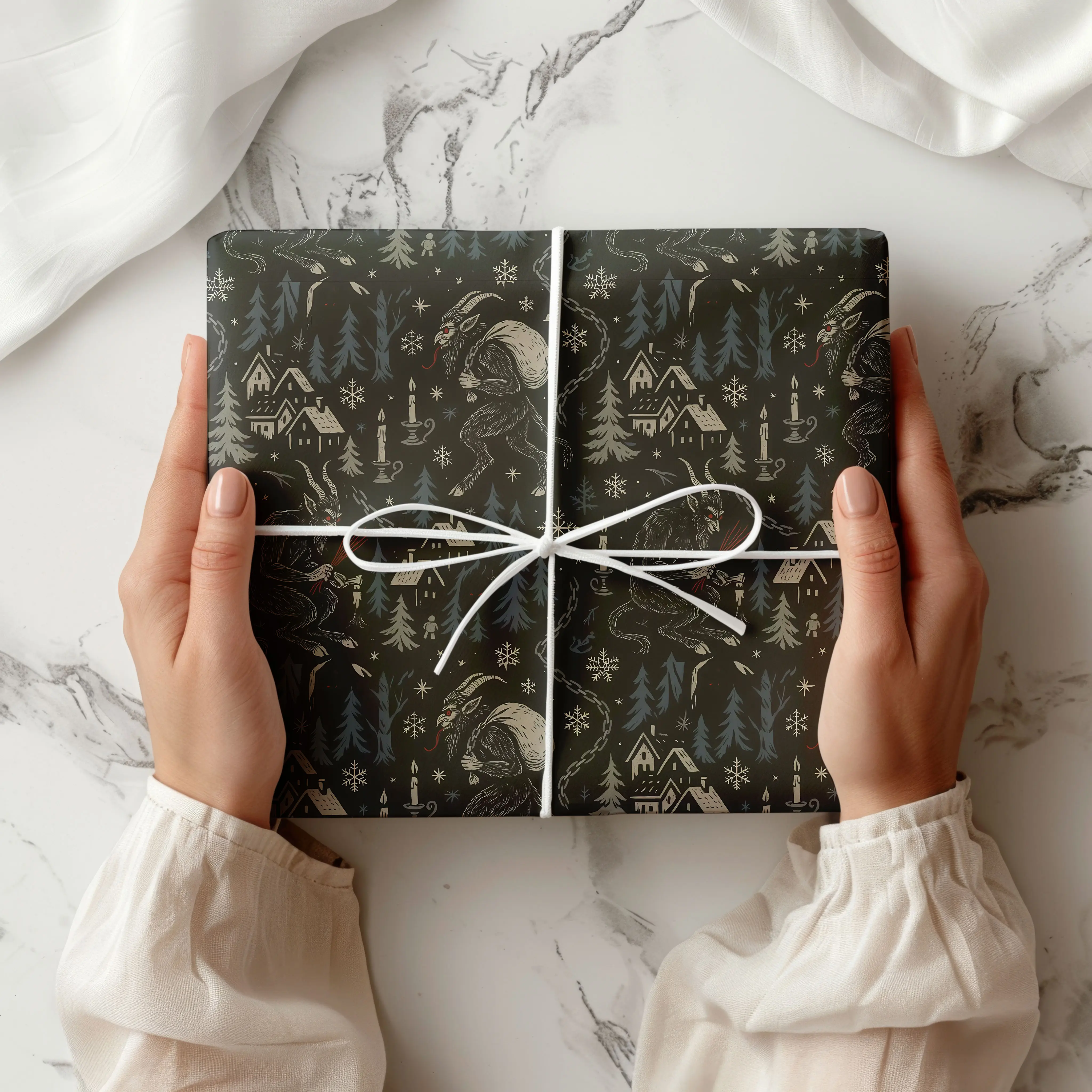 Monster Wrapping Paper, Creepy Doll Gothic Gift Wrap, Dark Gift Wrap, Holiday Gift Wrap Seasonal Gift Wrap