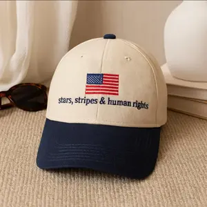 Embroidered Stars Stripes Human Rights Trucker Hat: Feminist 4th of July Gif