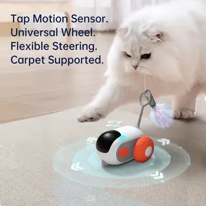 EYS P G  Glide Remote Control & Auto Mouse Cat Toy with Feather Teaser