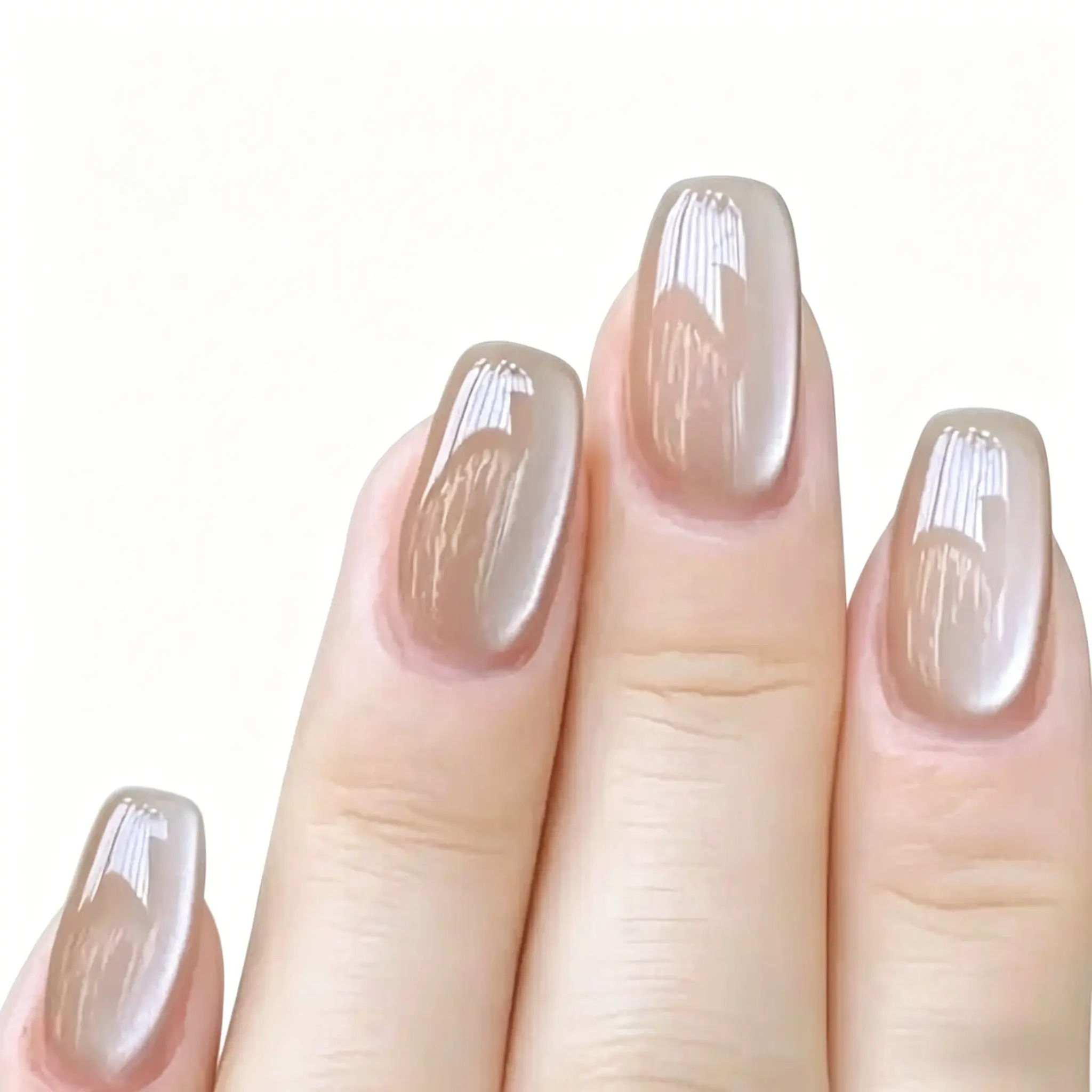 Mocha Glazed Press On Nails | Taupe Nude Glossy Nails | Short Square Handmade Reusable 10PCS Nail Set