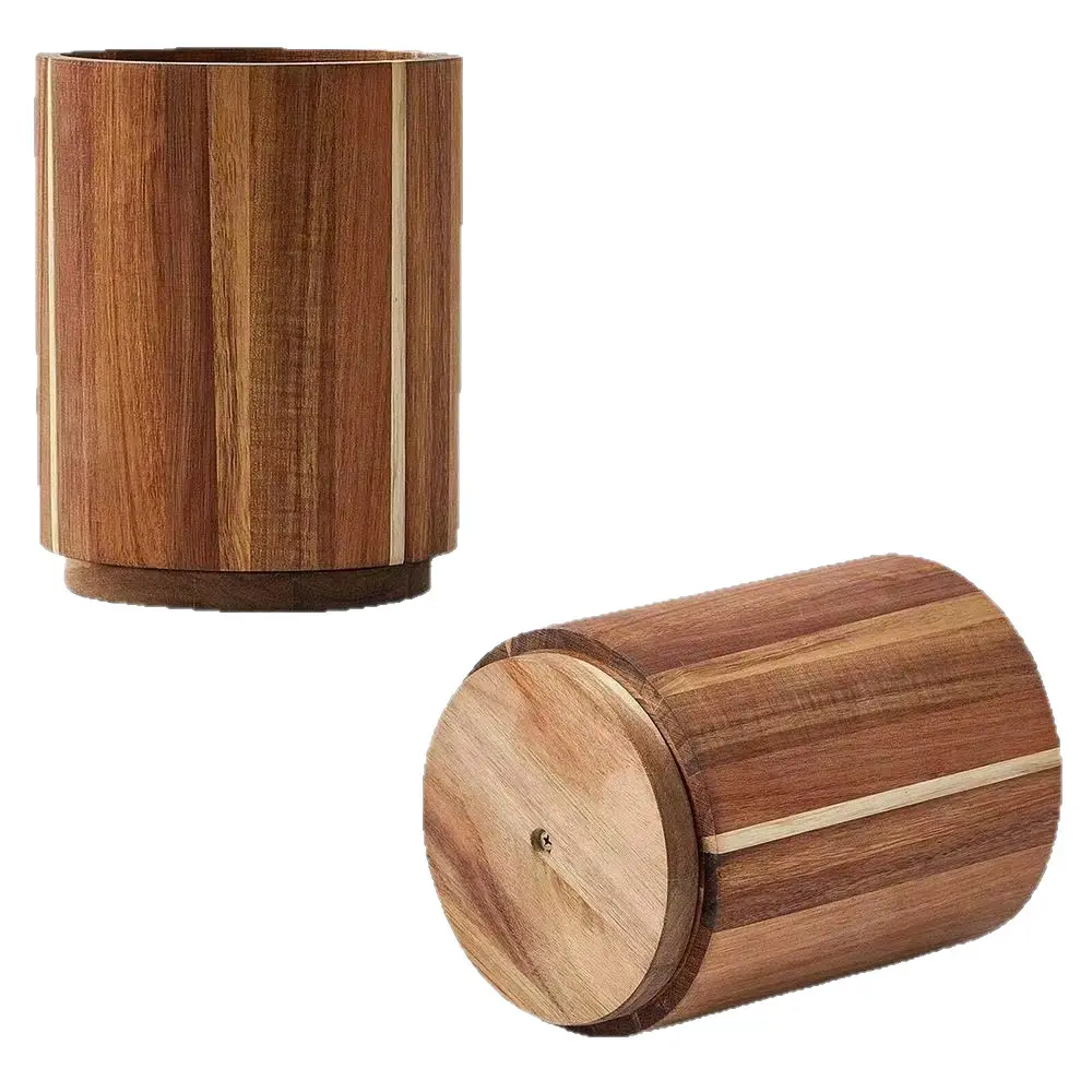 Dual‑tone Spliced Wood Canister, Compact Vertical Occupying‑little‑space Frame, Modern‑style Home Owners Norm‑core Kitchenware