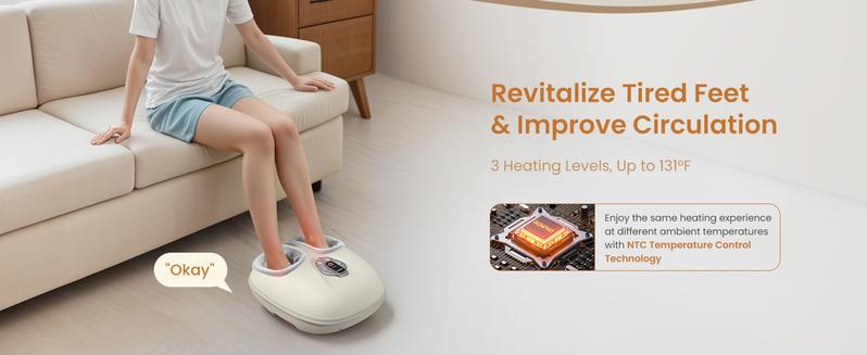RENPHO Voice Controlled Foot Massager with 3 Heating Levels, Valentines Day Gift Choice for Man Women Adjustable Hands-free Upgrade Shiatsu Machine for Men & Women, Fits Up to Size 12 RENPHO Voice Controlled Foot Massager with 3 Heating Levels, Valentines Day Gift Choice for Man Women Adjustable Hands-free Upgrade Shiatsu Machine for Men & Women, Fits Up to Size 12