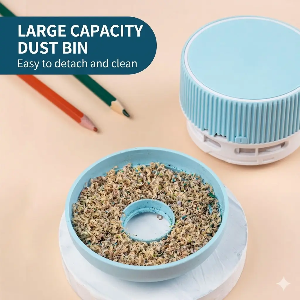 Cordless Desktop Vacuum Cleaner, Picks up fine eraser shavings on desktop efficiently