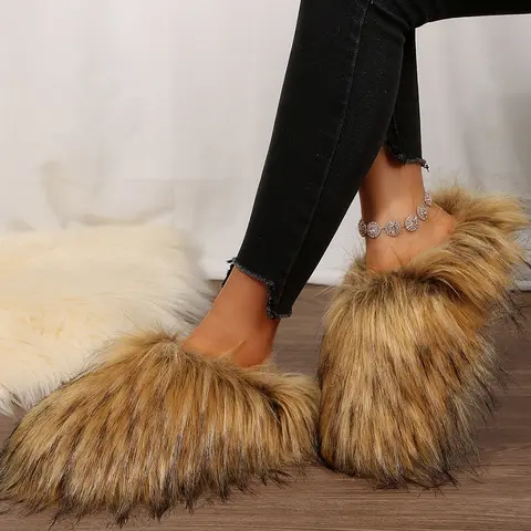 Ladies' Soft Plush Slippers With Non-Slip Sole Indoor Outdoor Shoes Warm And Lightweight Winter Warm Mini Snow Boots Springfresh