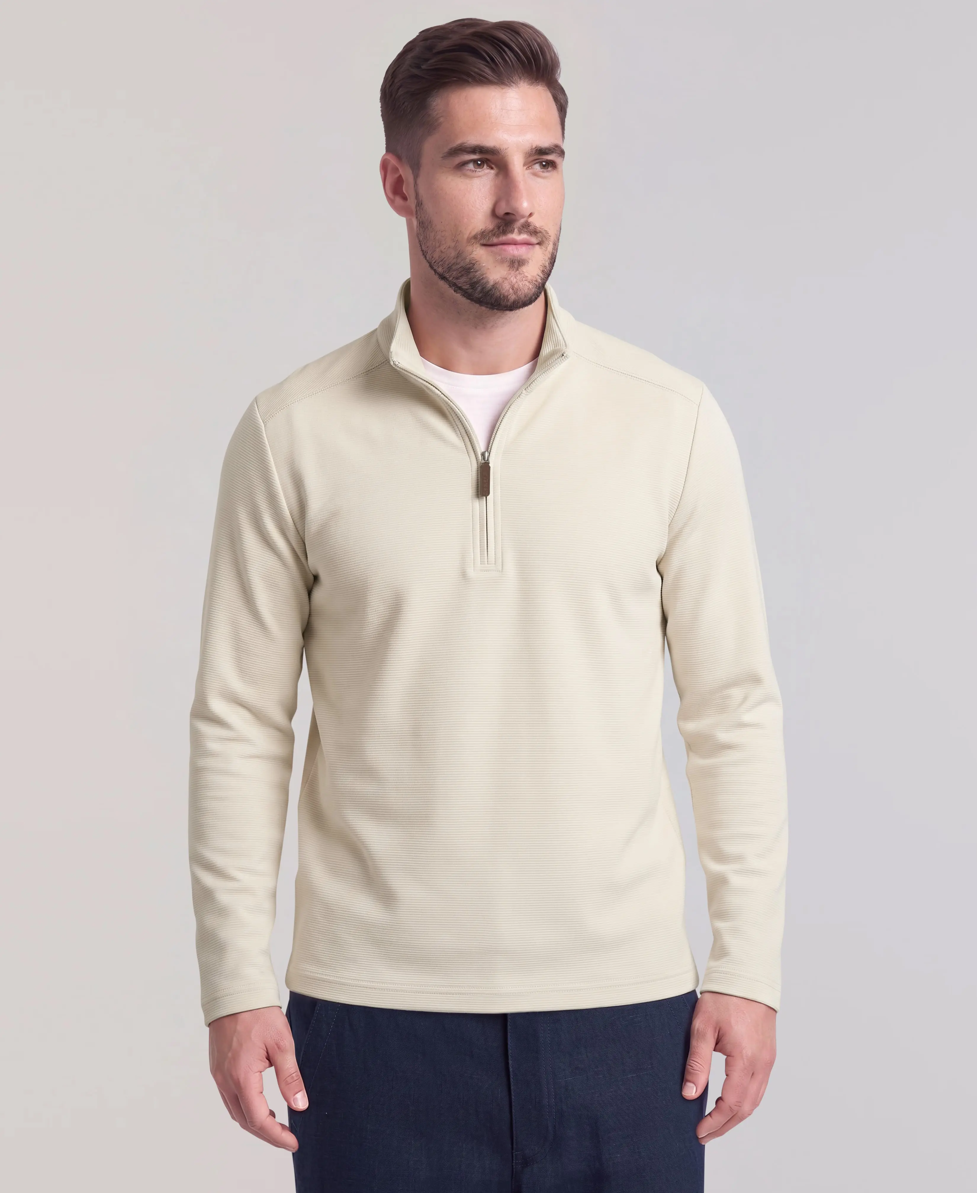 Big & Tall Solid Textured 1/4 Zip Pullover Sweater