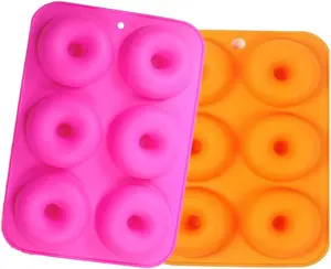 6-Cavity Silicone Cookie Molds Set of 2, Non-Stick Donut Mold Full-Sized Safe Baking Tray Maker Baking Pan for Cake Biscuit Bagels Muffins- Heat Resistance. WedFeir